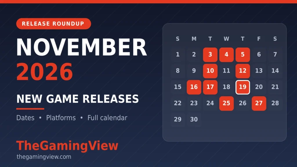 New games releasing in November 2026 on The Gaming View
