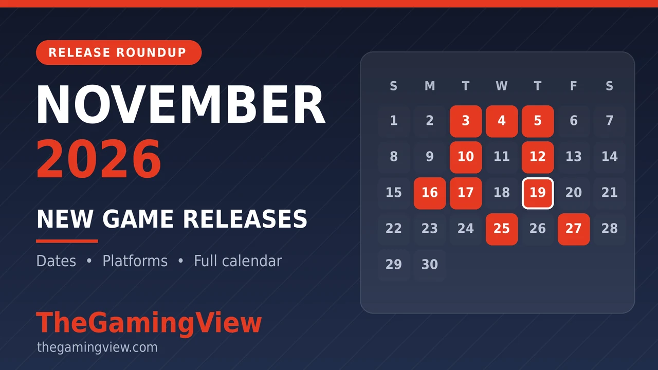 New Games Releasing in November 2026: Full Release Date List